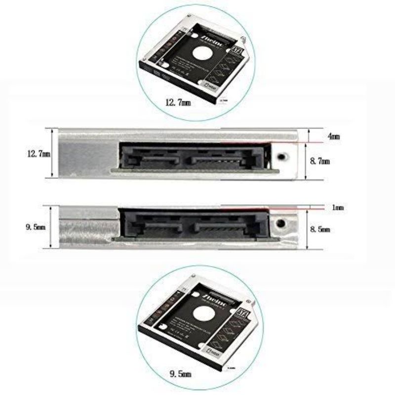 HDD SSD Caddy SATA cady 12.7 9.5 mm Ganti DVD laptop to hardisk 2.5