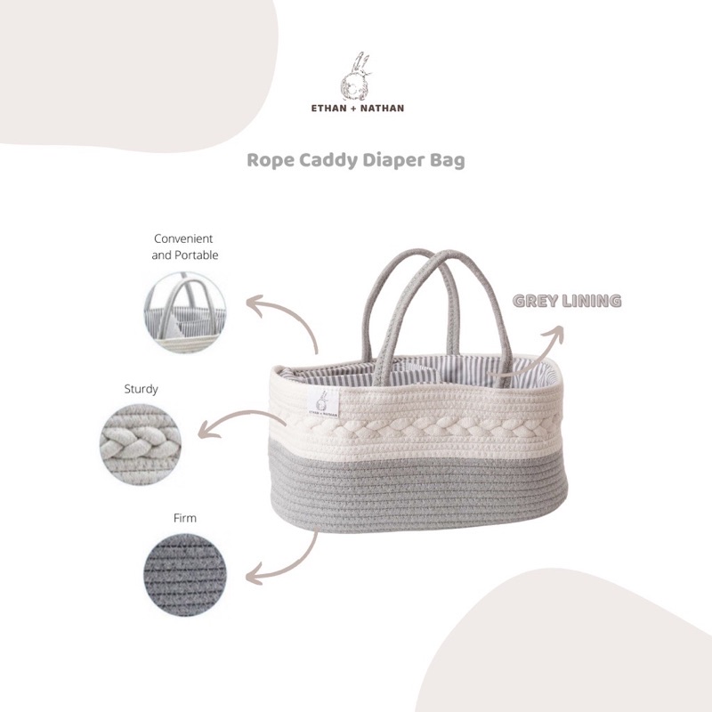 Ethan Nathan Rope Caddy Diaper Bag tas perlengkapan bayi Tas Organizer Bayi Tas popok bayi