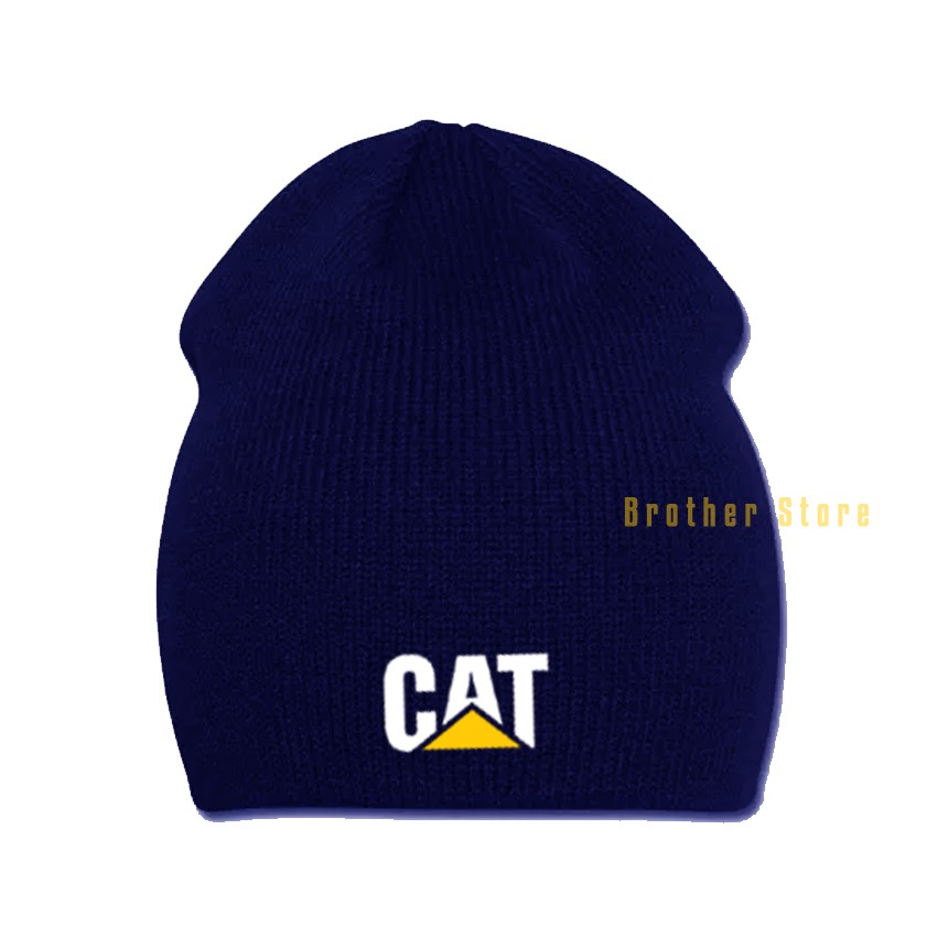 Topi Kupluk Cat Logo White Yellow - Black Premium