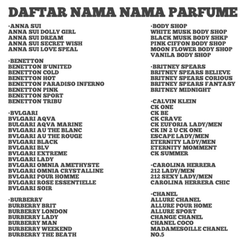 parfum refill 50ML 55K  KUALITAS SUPER (AROMA BEBAS REQUEST)