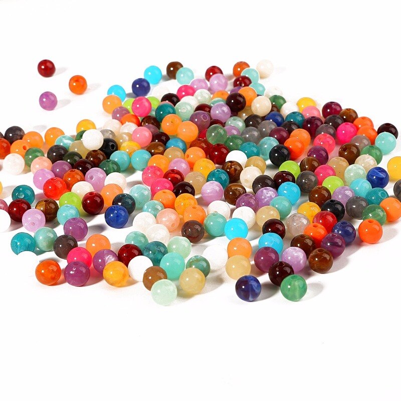 50pcs 8mm Multi-color Acrylic Beads Round Loose Spacer Beads Crystal Seed Beads for Charm Bracelet Jewellery Making Supplies