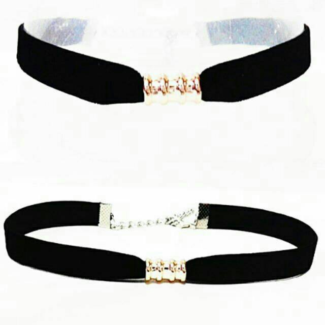 Golden Pipe Luxury Black Velvet Choker Necklace | Kalung Handmade Premium Collection