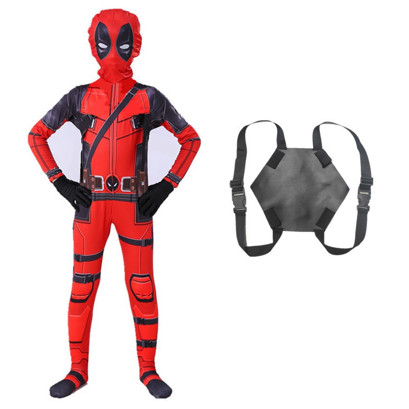 Holiday party Superhero Deadpool Kids boy Bodysuit+Masker cosplay Avengers SpiderMan Costumes set