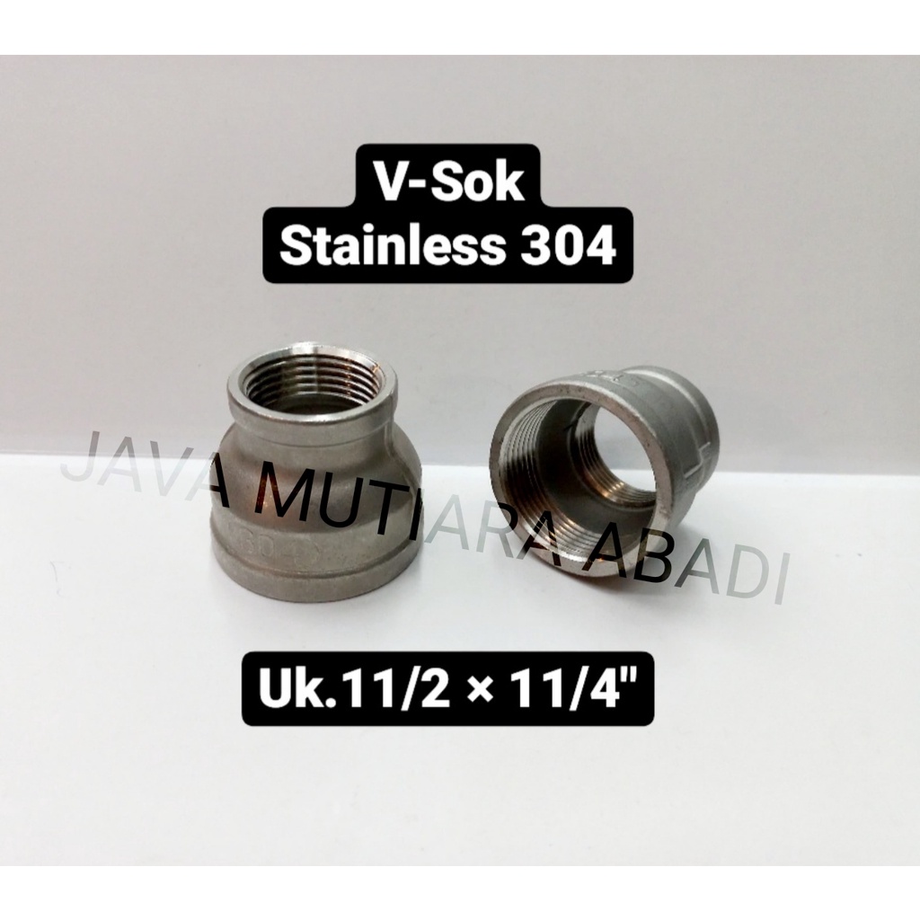 Vlok sok stainless 11/2 x 11/4" inch/Reducer sok Stainless 304