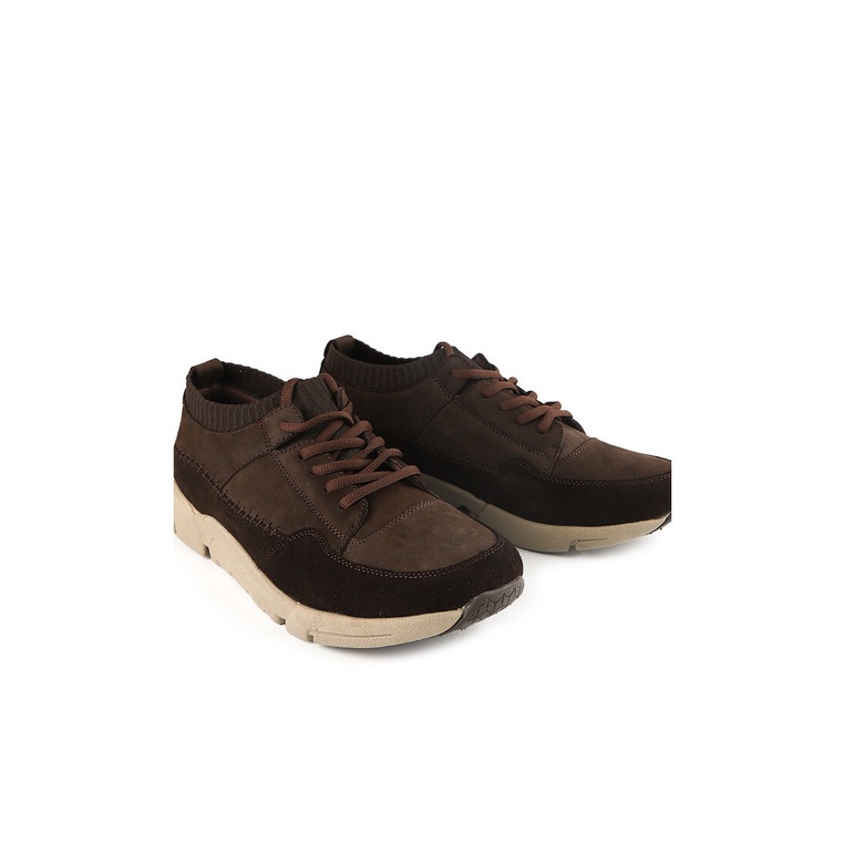 SEPATU SNEAKER KULIT JIM JOKER PRIA ORIGINAL CASUAL COKLAT TUA JJ37