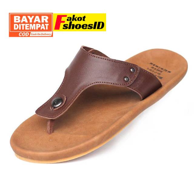 CLOVER BROWN | CEVANY x FAKOT | Sandal Pria Japit Kulit Sapi Asli Original Hanmade