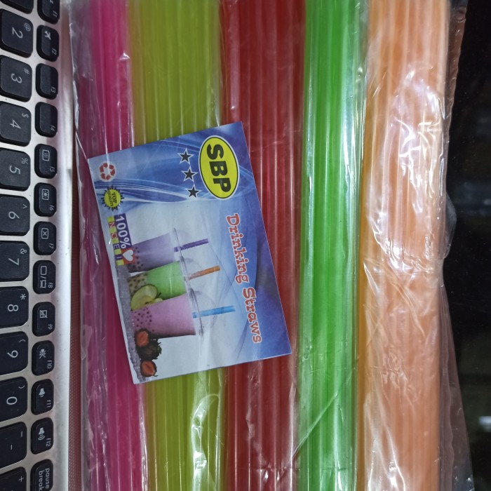 Sedotan Straw Plastik 5mm Panjang 24cm Murah minuman WARNA TERANG