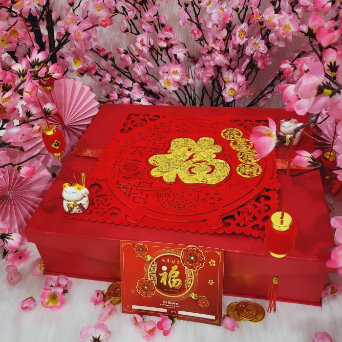 

Paket box dekorasi sakura hampers imlek cny parcel kado kue kering 100