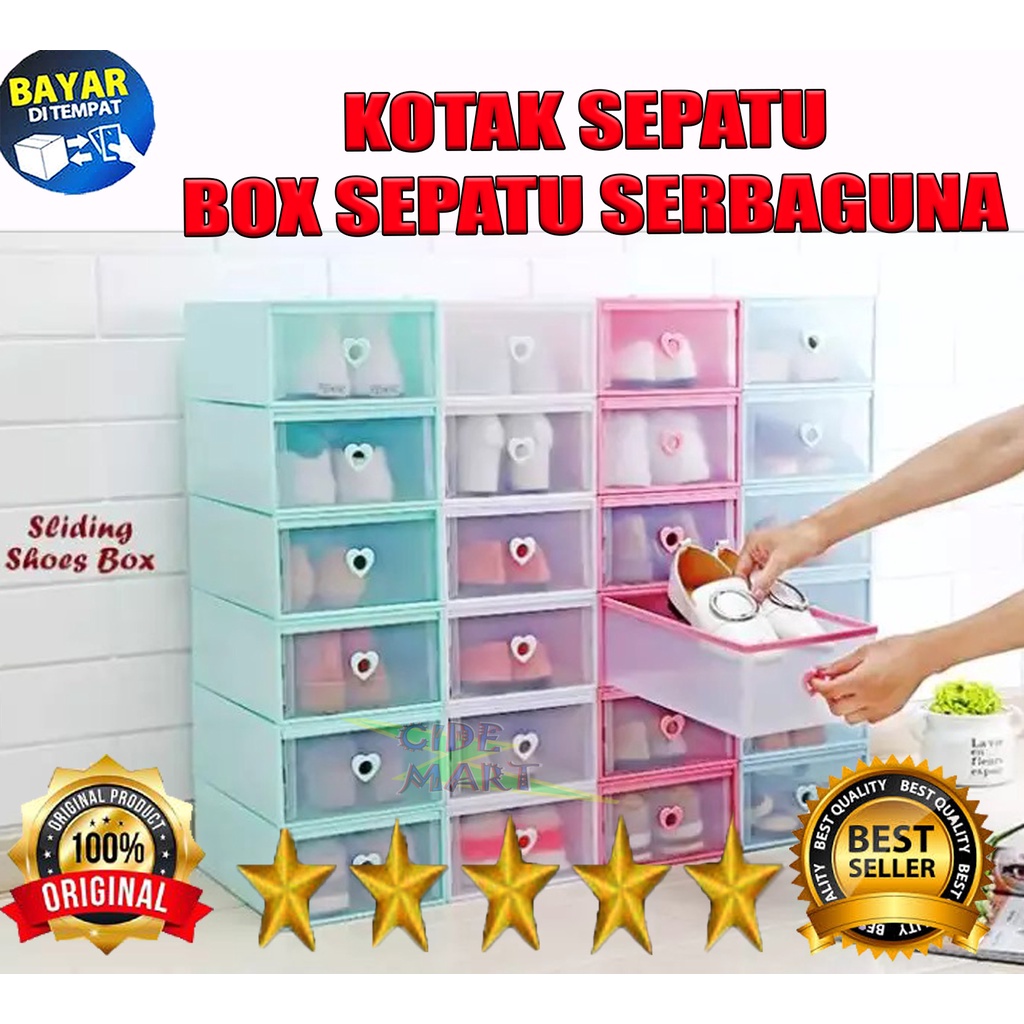 Kotak Sepatu Transparan Tebal Serbaguna Shoes Box Tempat Penyimpanan Sandal Murah