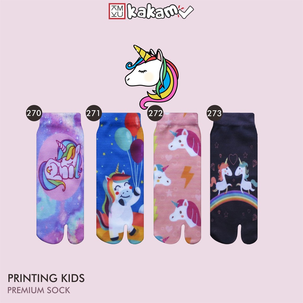 Kakamu Kaos Kaki Jempol Anak Printing Karakter Unicorn 14