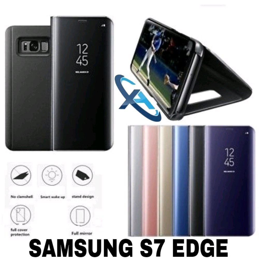 Flip Cover Samsung S7 Edge Mirror Case Casing Stand Holder Samsung S 7 Edge