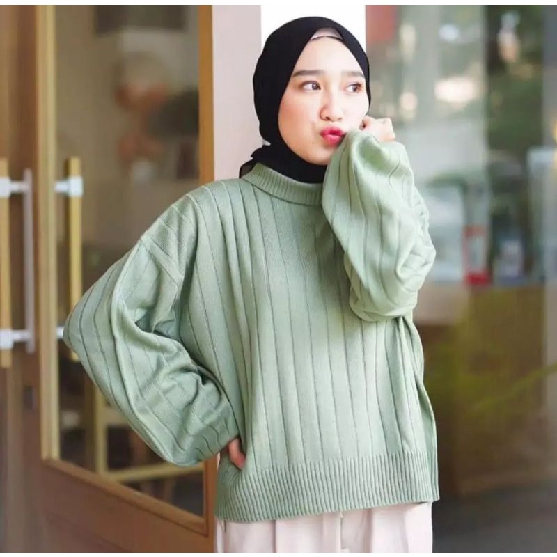 JOVANKA RAJUT OVERSIZE TURTLENECK KNITWEAR SWEATER RAJUT TANGAN BALON BB 40 - 65 KG BAHAN HALUS ADEM NYAMAN DI PAKAI TEBAL PREMIUM