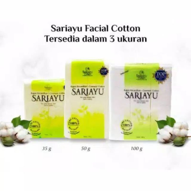 sariayu kapas wajah ukuran 35gr 50gr 100gr