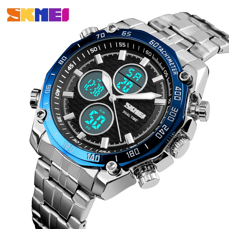 SKMEI 1302 Jam Tangan Pria Digital Analog Tali Stenlis WATCHKITE WKOS