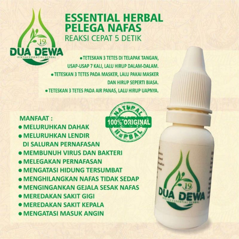 HERBAL MINYAK DUA DEWA | ESENTIALS OIL |PELEGA NAFAS | MINYAK KAYU PUTIH | ASMA | COVID | SESAK NAFA
