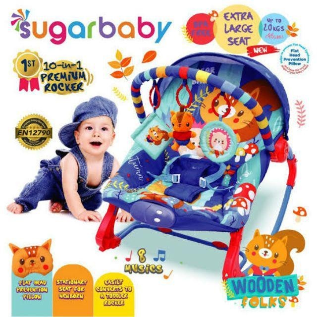 Bouncer Sugar Baby 10 in 1 / Bouncer  Bayi 10in1 Premium Rocker Bouncer / Kursi Goyang Bayi Manual