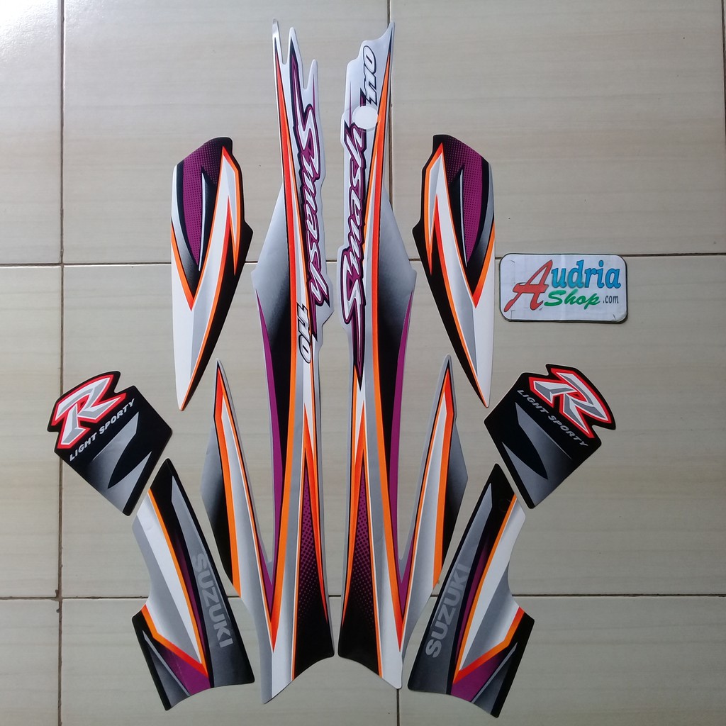 Sticker Striping Motor Suzuki Smash 110 2005 Silver-Hitam