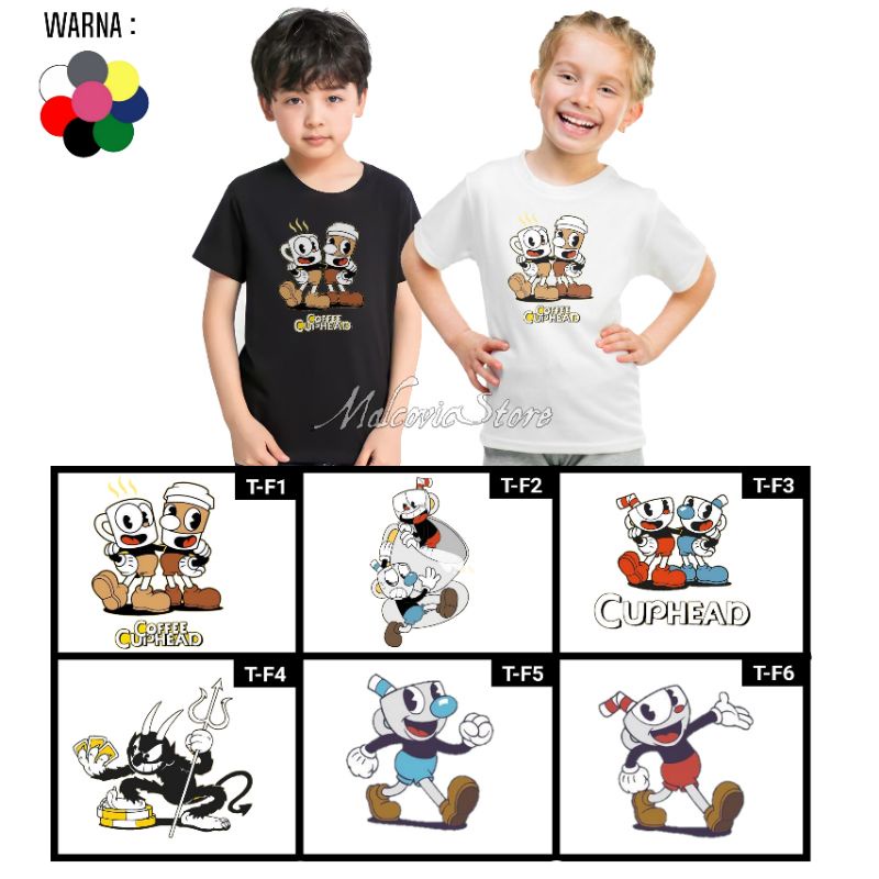 Kaos Anak/Baju Anak/Cuphead/Kaos Anak Cuphead Unisex/Baju Cuphead Untuk Anak/Baju Anak Kaos Anak Cup