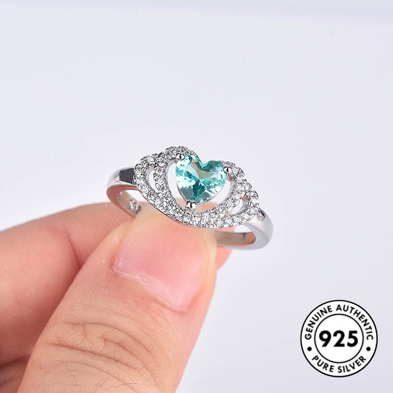 Cincin Sterling Silver 925 Model Hati Hollow Untuk Wanita