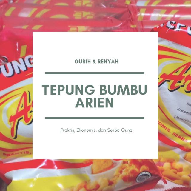 

Tepung Bumbu Serbaguna Arien (Tepung Bumbu) / (tepung terigu, tepung tapioka, tepung beras, bumbu)