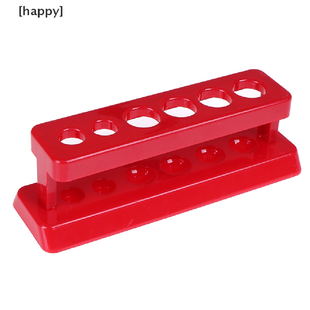 Rak Stand Holder Tabung Reaksi 6 Lubang Bahan Plastik Warna Merah Untuk Laboratorium