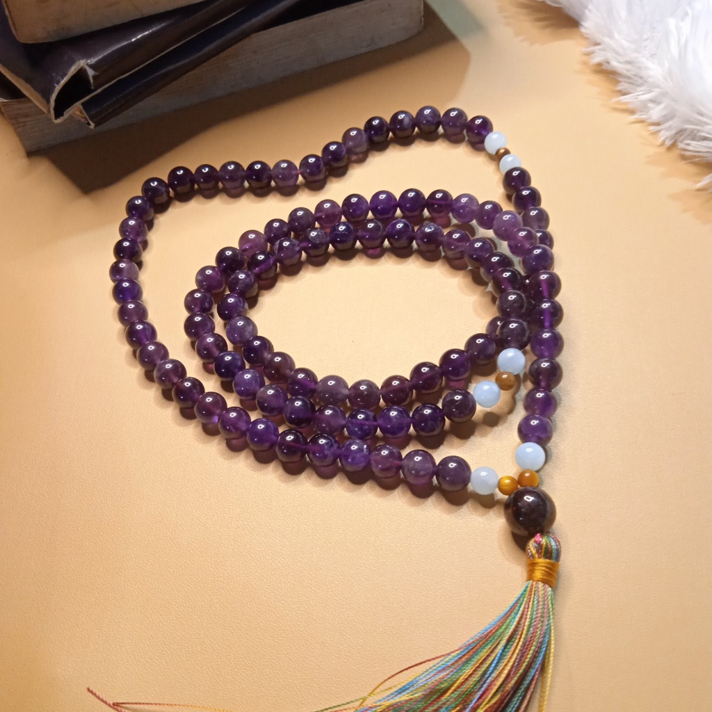 Tasbih Muslim 99 Original Premiun Handmade Batu Kecubung Amethyst Grade A