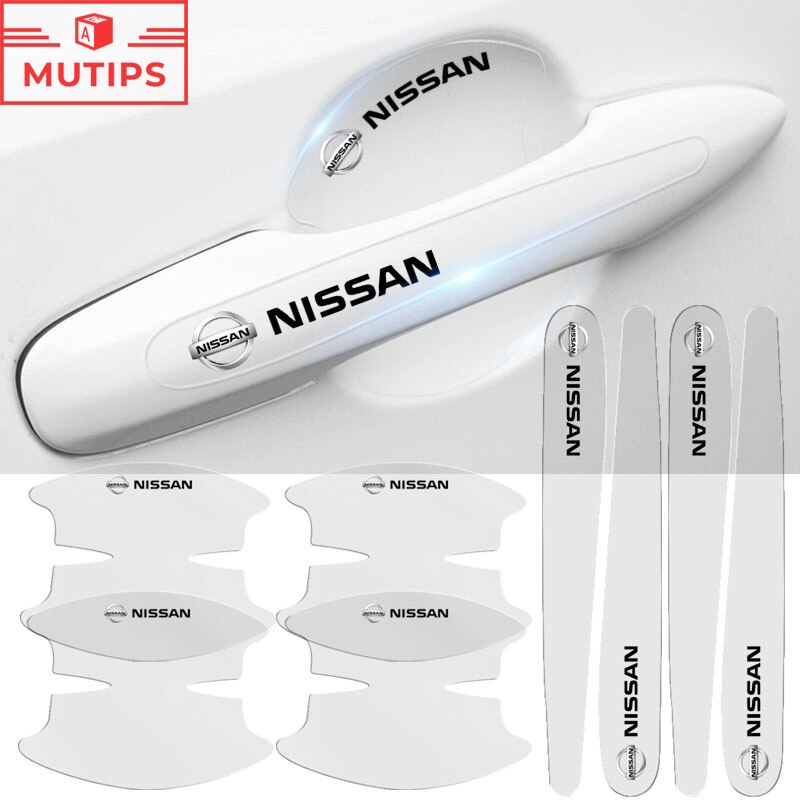 8pcs Stiker Pelindung Gagang Pintu Mobil Transparan Anti Gores Untuk Nissan NISMO March Juke Skyline Terrano Gtr Livina Serena Xtrail t31 t30