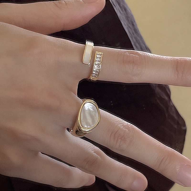 Cincin Model Terbuka Tipis Gaya Retro Perancis Elegan Dapat Disesuaikan Untuk Wanita