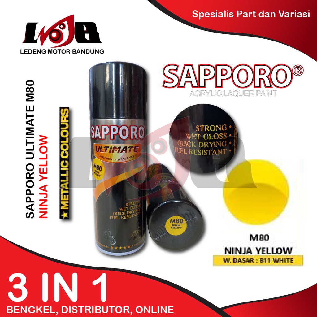 SAPPORO ULTIMATE Ninja Yellow M80 Cat Semprot Aerosol Paint