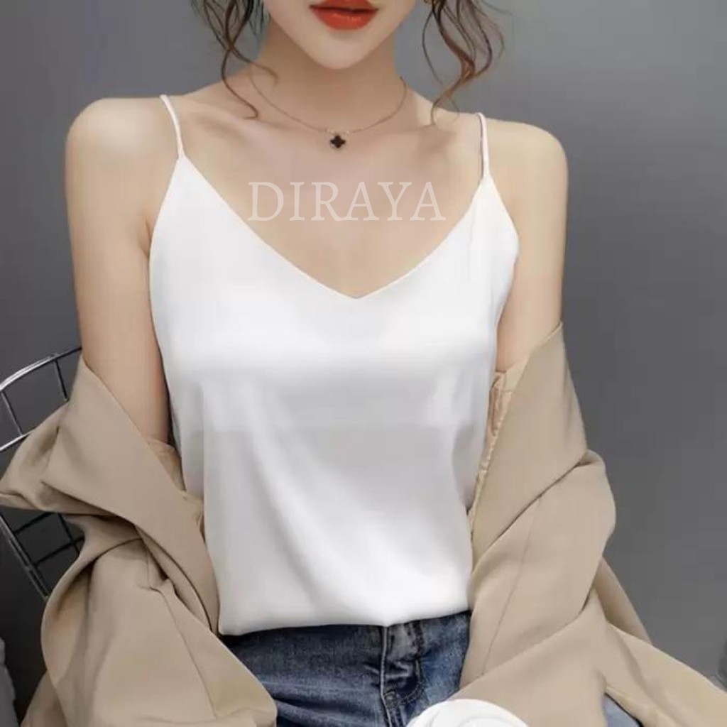 Diraya Tank Top Basic Korean Style Bahan Satin Premium 9 Warna