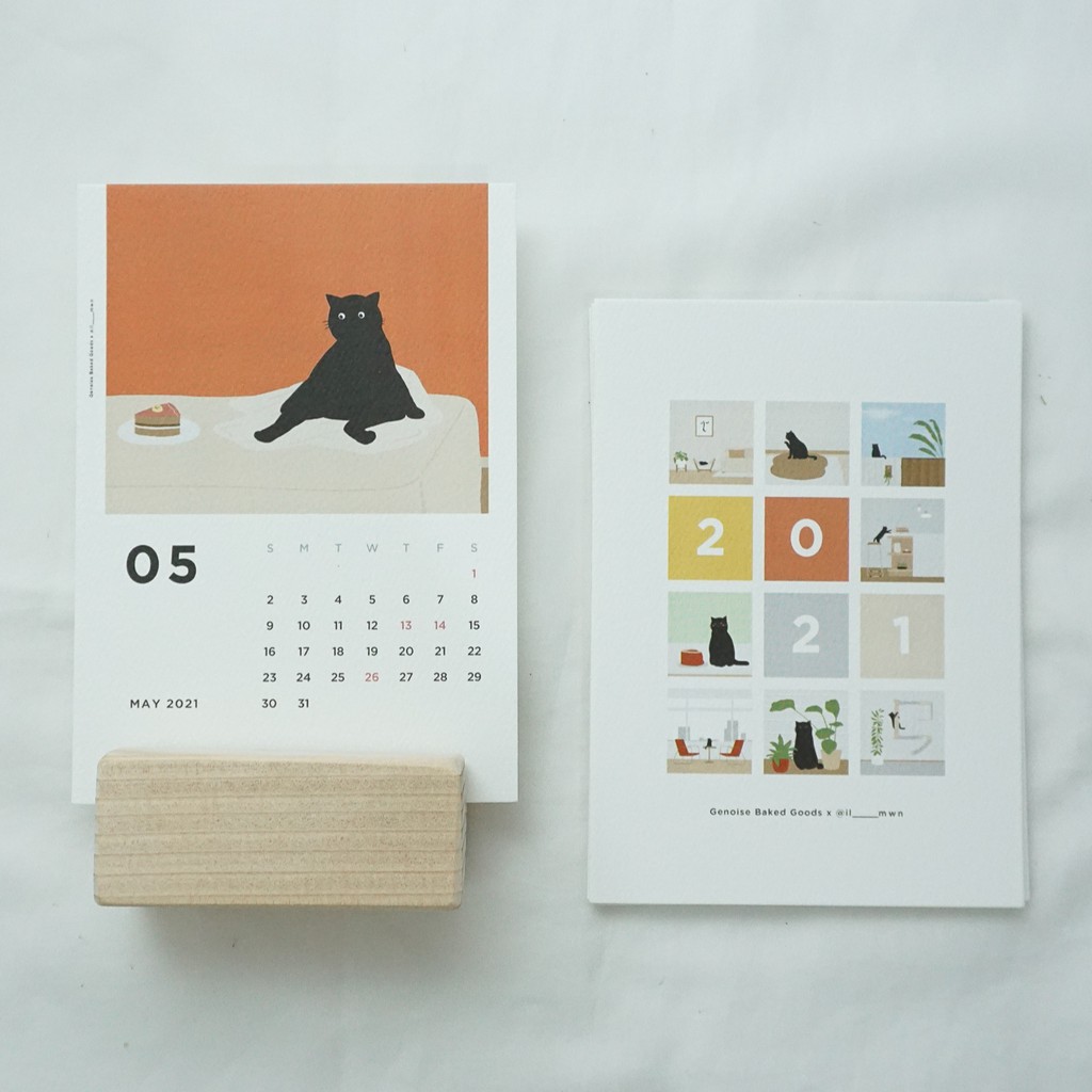 Kalender Meja 2021 Minimalis Tema Kucing Aesthetic Calendar Wooden Holder Calendar Shopee Indonesia