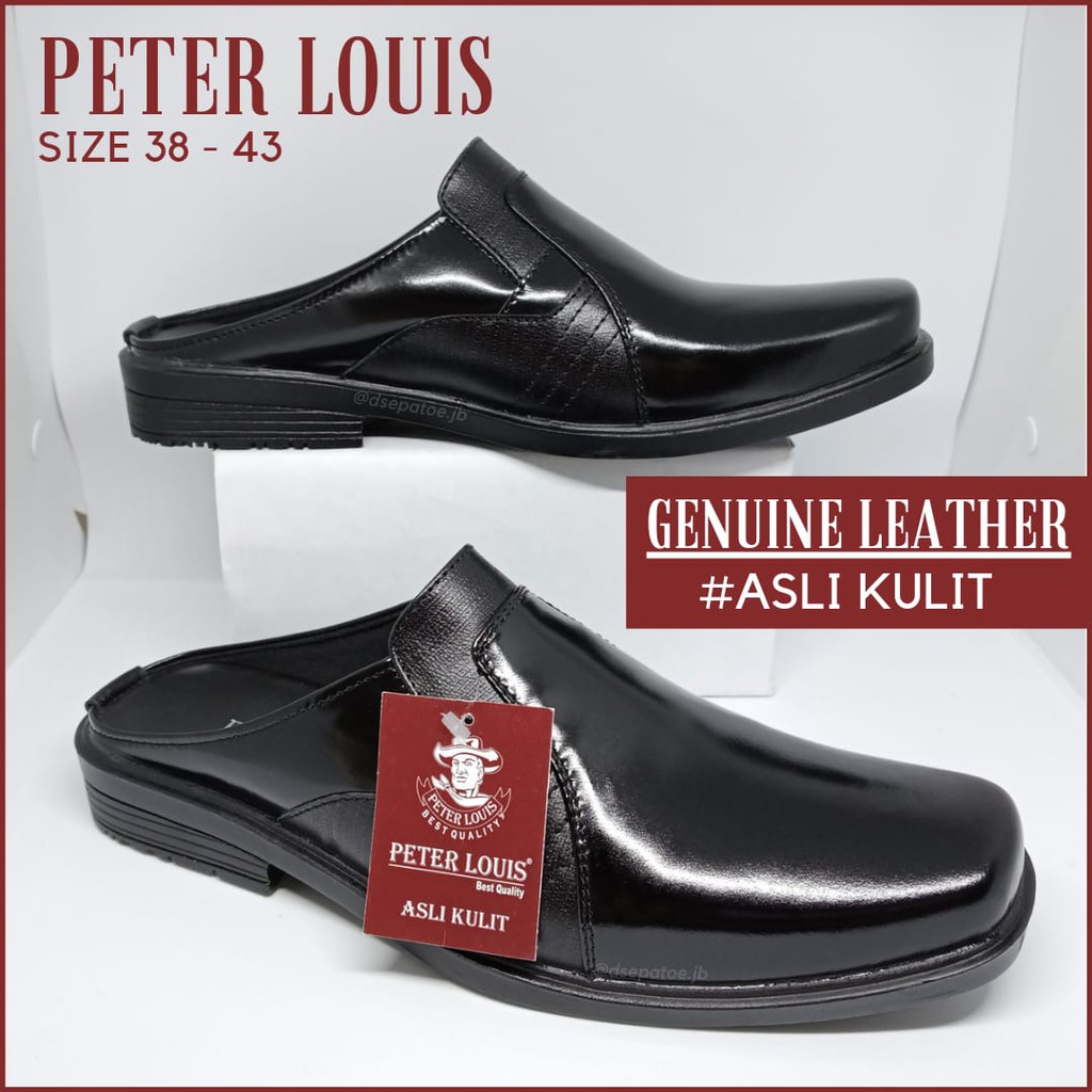 [COD] SEPATU SANDAL PRIA FORMAL KULIT ASLI WARNA HITAM PETER LOUIS SANDAL BUSTONG PANTOFEL COWOK GEN
