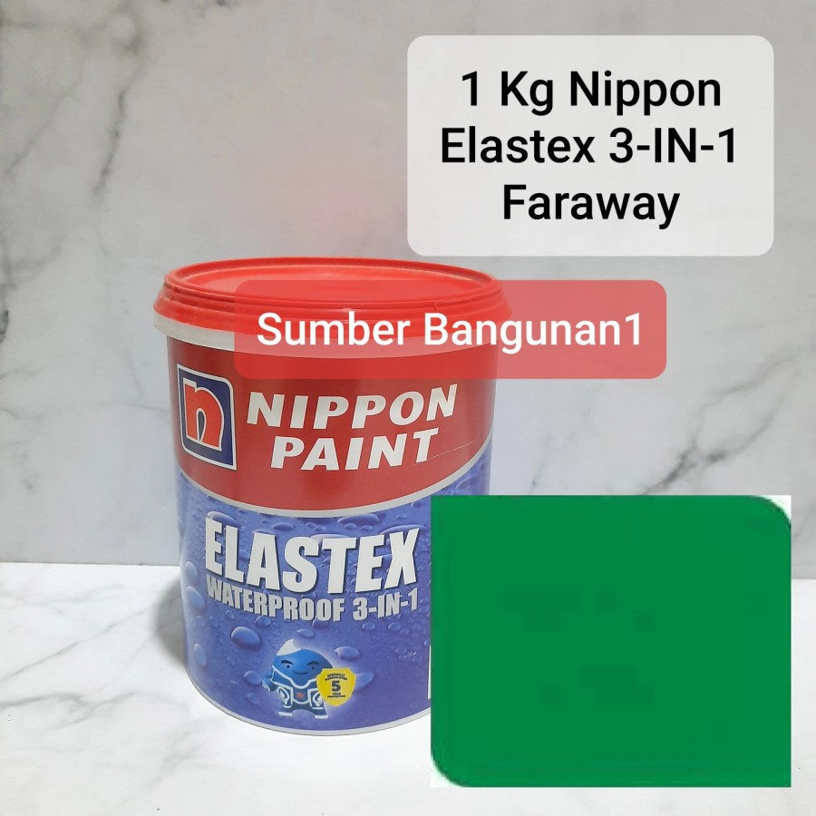 Cat Tembok Nippon Elastex Faraway Hijau daun tua waterproof 1 kg kecil