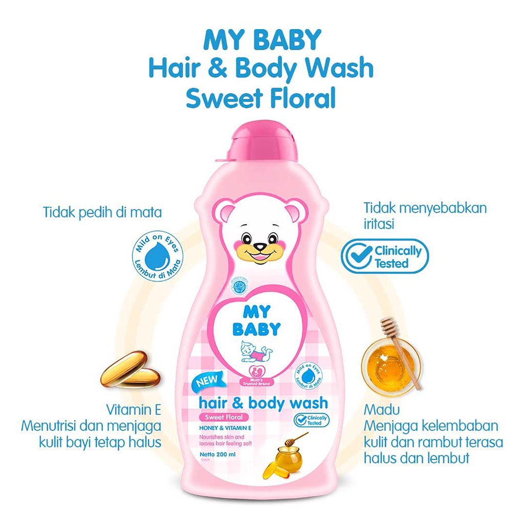 Bisa COD My Baby Hair &amp; Body Wash Sweet Floral / Aloe Vera &amp; Avocado [200 ml] Sabun Mandi Bayi