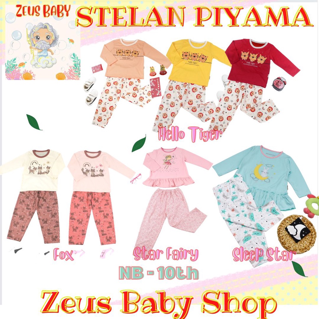 PAPAYUPA Piyama TIDUR ANAK Big Size GIRL  2 3 4 5 6 7 8 9 10 Setelan Baju Tidur Anak cewe - baju tidur anak perempuan