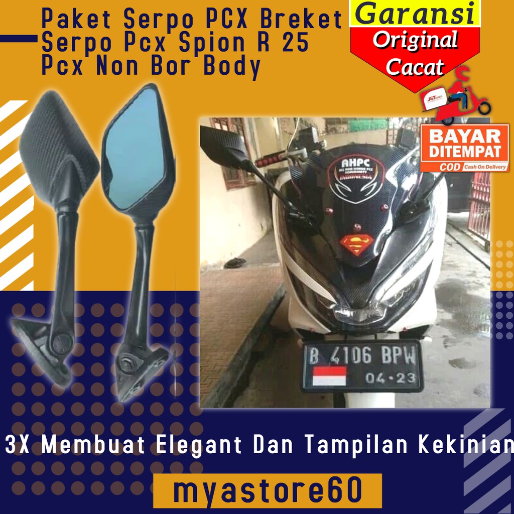 Spion Sepion Paket Serpo PCX Breket Serpo Spion R 25 Aksesoris Variasi Sparepart Pcx Non Bor Body