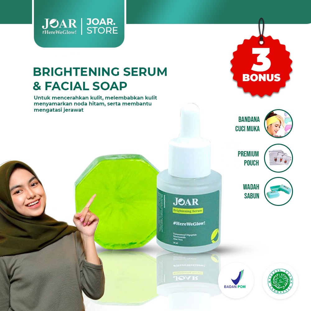 VIRAL !! - JOAR SKINCARE Paket Soap Bar dan Brightening Serum 100% Original - Sabun Wajah Pemutih Kulit Aman BPOM