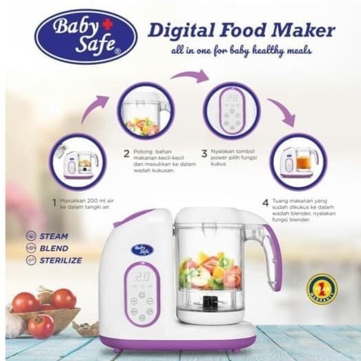Baby Safe Digital Food Maker Steamer dan Food Processor