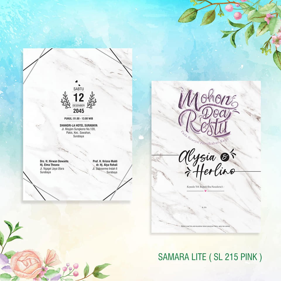 SAMARA LITE (SL 215 PINK) Blanko Undangan | Undangan Murah