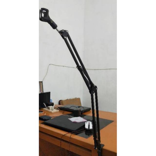 Arm stand mic condenser broadcasting stand microphone scissor suspension Suspensi Lazy NB-35 jnp