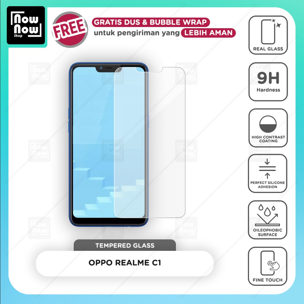 Tempered Glass Anti Gores Oppo Realme C1 Screen Guard Protector 9H Kaca Temperglass