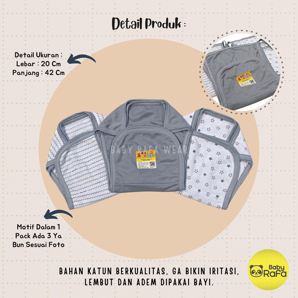 Serian Abu - 12 pcs / 6 pcs Popok Bayi Double Kain GREY SERIES merk SNI Bolo - Bolo / Popok Double Kain Serian Abu Premium