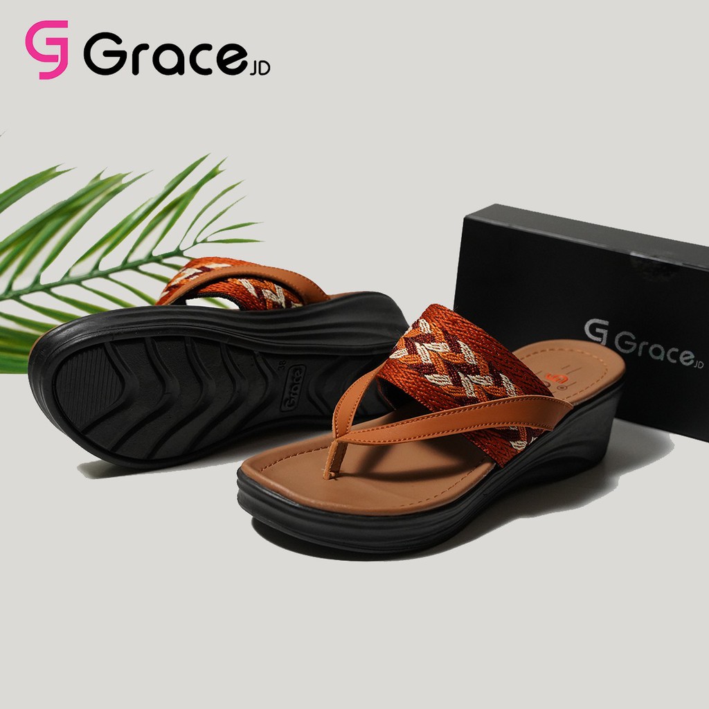 GRACE [ATR HAK] Sandal Hak Japit Cewek Turki/ Sendal Hak Wanita Turkey/ Sandal Wedges Cewek-3