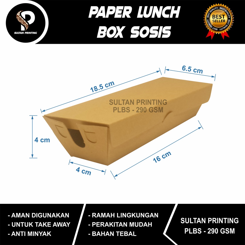 PAPER LUNCH BOX / DUS TEMPAT SOSIS (COKLAT)