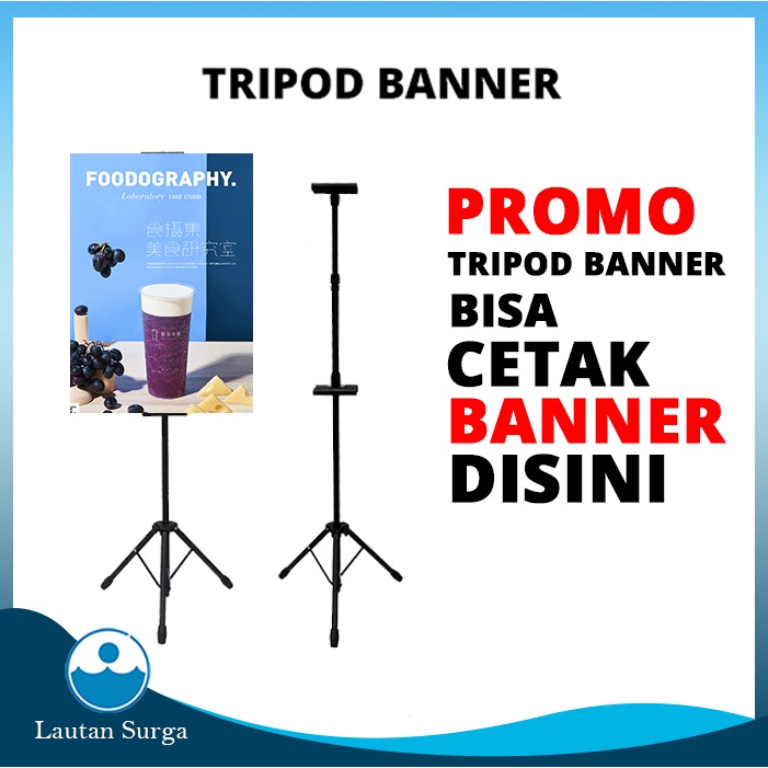 Jual Tripod Banner Sisi Hitam Tripod Banner Stand Promosi Shopee