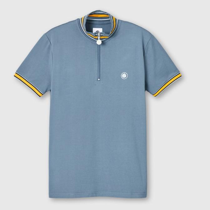 PRETTY GREEN MARRIOT ZIP NECK CYCLING POLO SHIRT BLUE ORIGINAL F5243FD23F