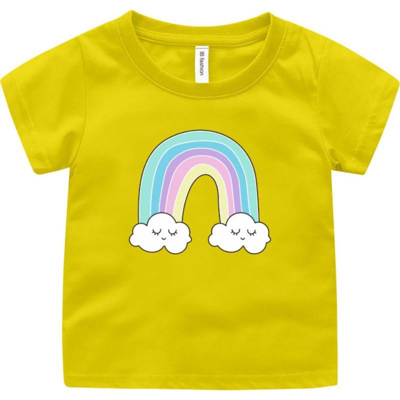 Kaos Anak Cewe Umur 2_15 Tahun Tshirt Baju Anak Perempuan Murah Motif Rainbow Uxlo Fashion