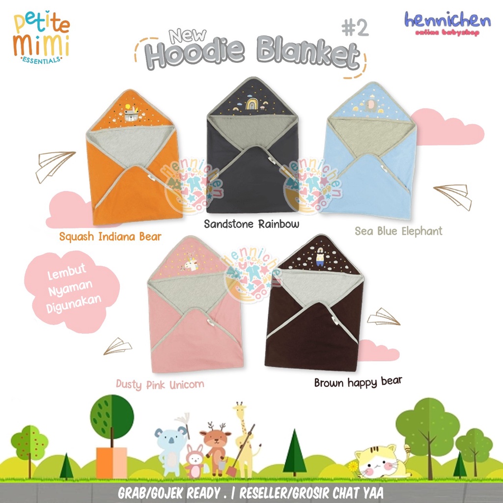 Petite Mimi Hooded / Hoodie Blanked Essentials Selimut Topi Bayi Lembut Selimut Anak High Quality