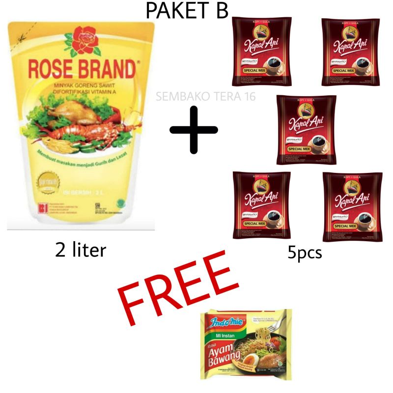 

paket B minyak 2 liter kapal api mix gratis indomie paket sembako murah