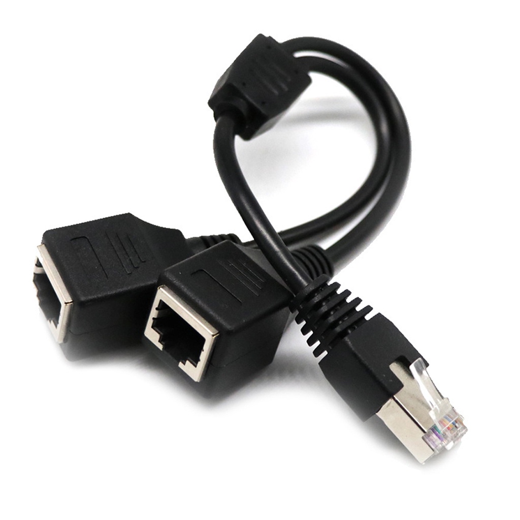 Kabel Adapter Splitter RJ45 Male Ke 2 Female Internet 2 in 1 Plug and Play Bahan Tembaga Untuk Rumah Tangga